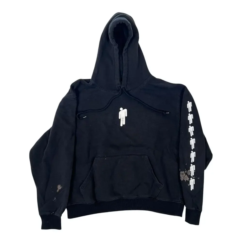 Billie Eilish Hoodie Mens Small Black Blohsh Logo Sleeve Graphic Pullover